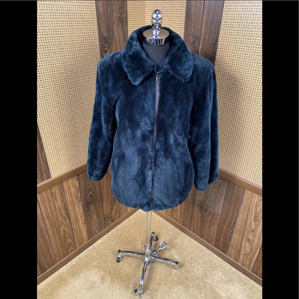Helen Frushtick Furs Dyed Hunter Green Sheared Beaver Fur Jacket Coat Medium